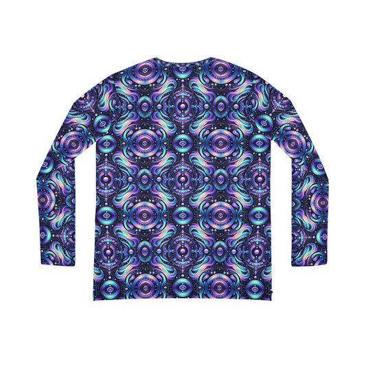 Iridescent Tech Fusion Tech-Forward Streetwear Women's Long Sleeve V-Neck Shirt - 8404 Design-62