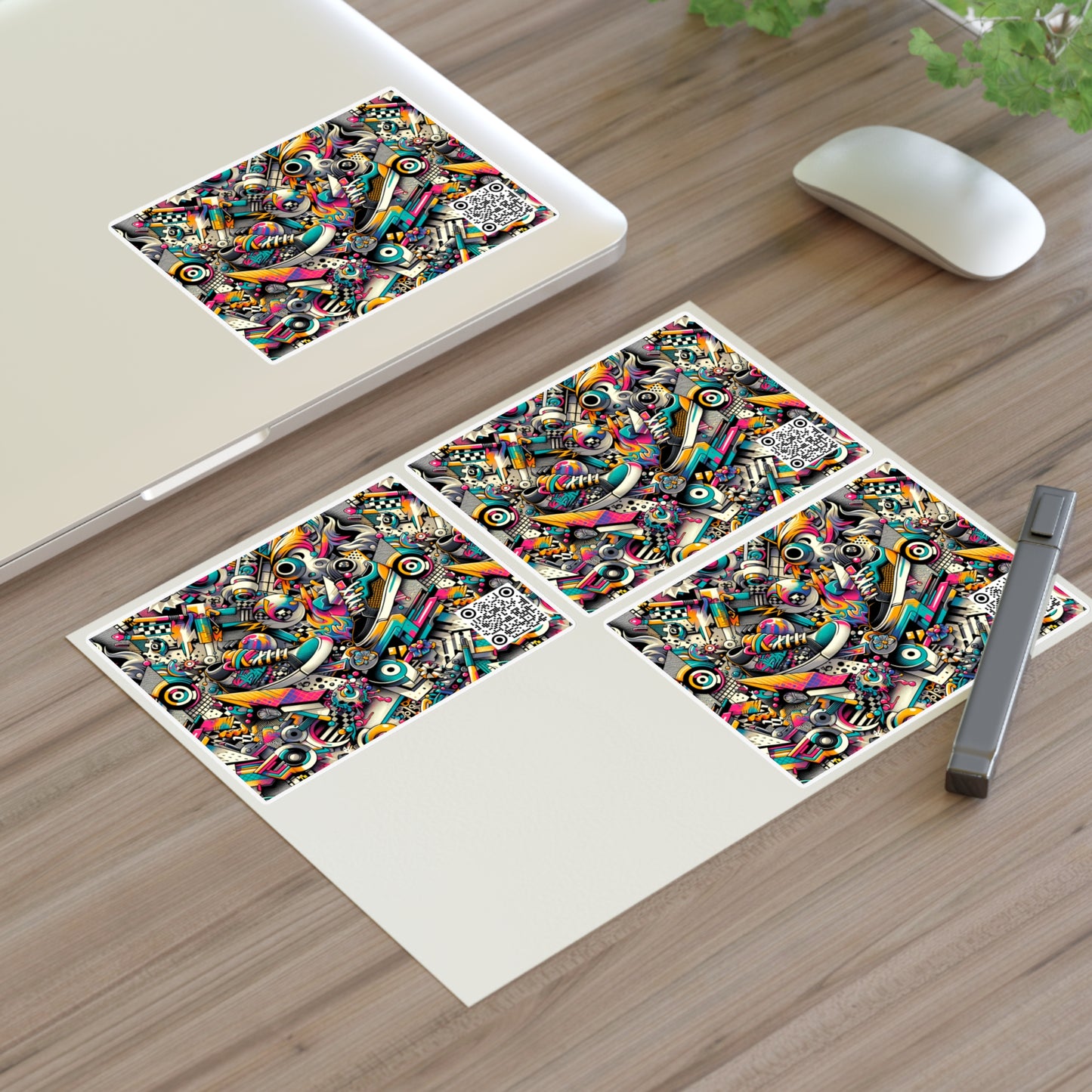 Urban Graffiti Fusion Eclectic Street Art Meets Modern Tech Culture Sticker Sheets - 8404 Design-55