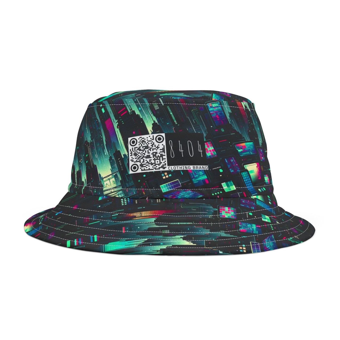 Tech Noir Graphics Cyberpunk Tech Aesthetic Bucket Hat - 8404 Design-57