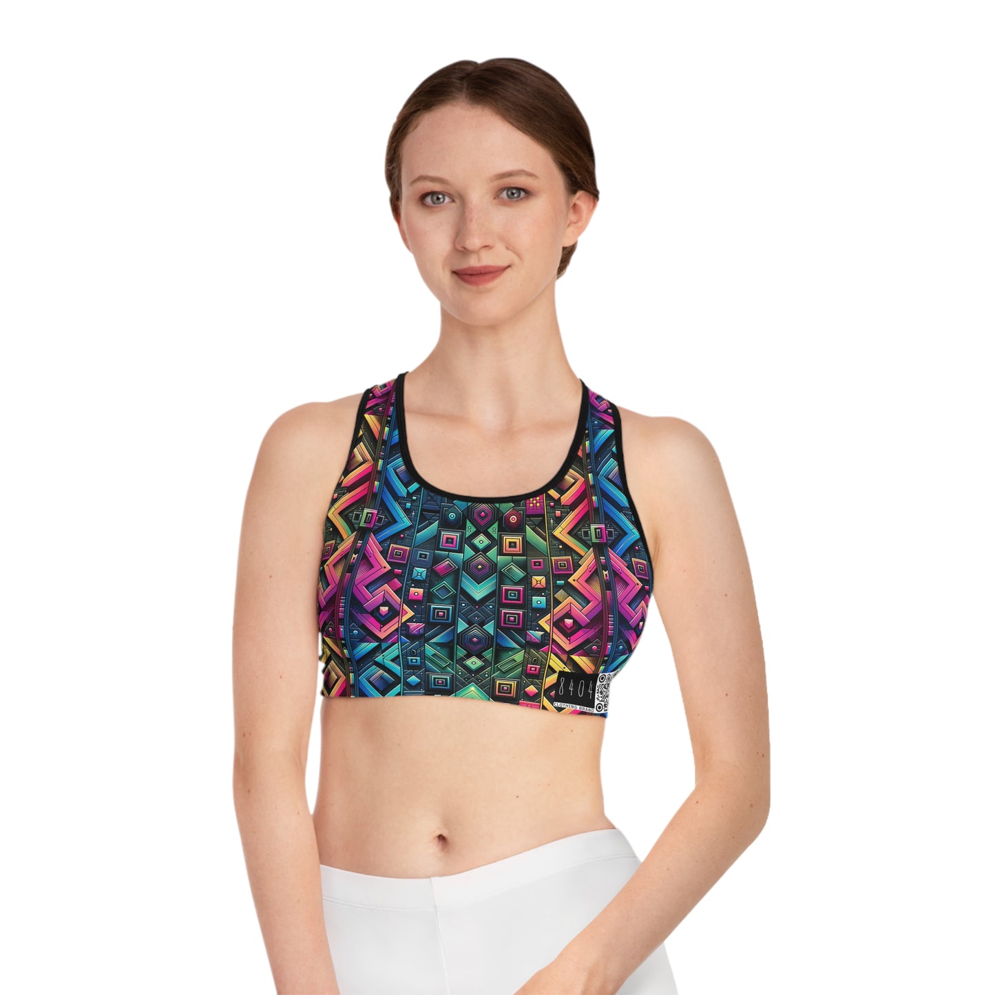 Tech-Inspired Graphics Cyberpunk Cool Sports Bra - 8404 Design-58