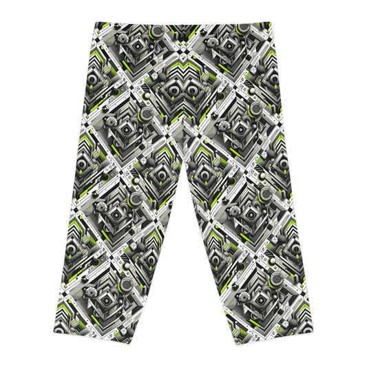 Elevated Sporty Tech Tech-Forward Streetwear Women's Capri Leggings - 8404 Design-70