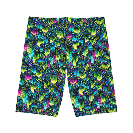 Tech-Infused Neon Tech-Forward Streetwear Women's Bike Shorts - 8404 Design-65