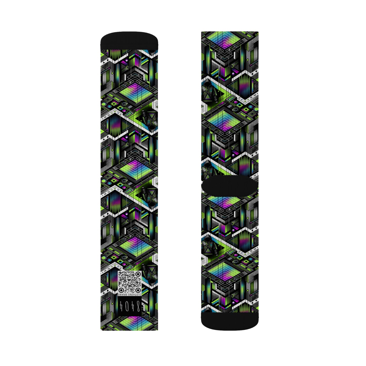 Retro Futurism Graphics Tech-Forward Streetwear Sublimation Socks - 8404 Design-52
