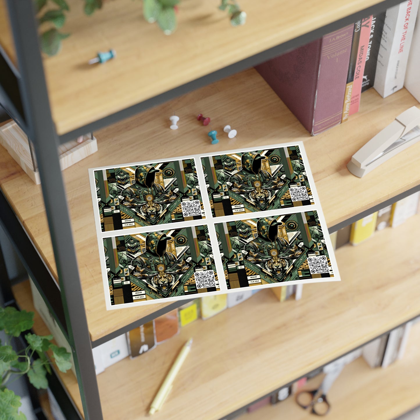 Neo-Camo Fusion Tech-Forward Streetwear Sticker Sheets - 8404 Design-64
