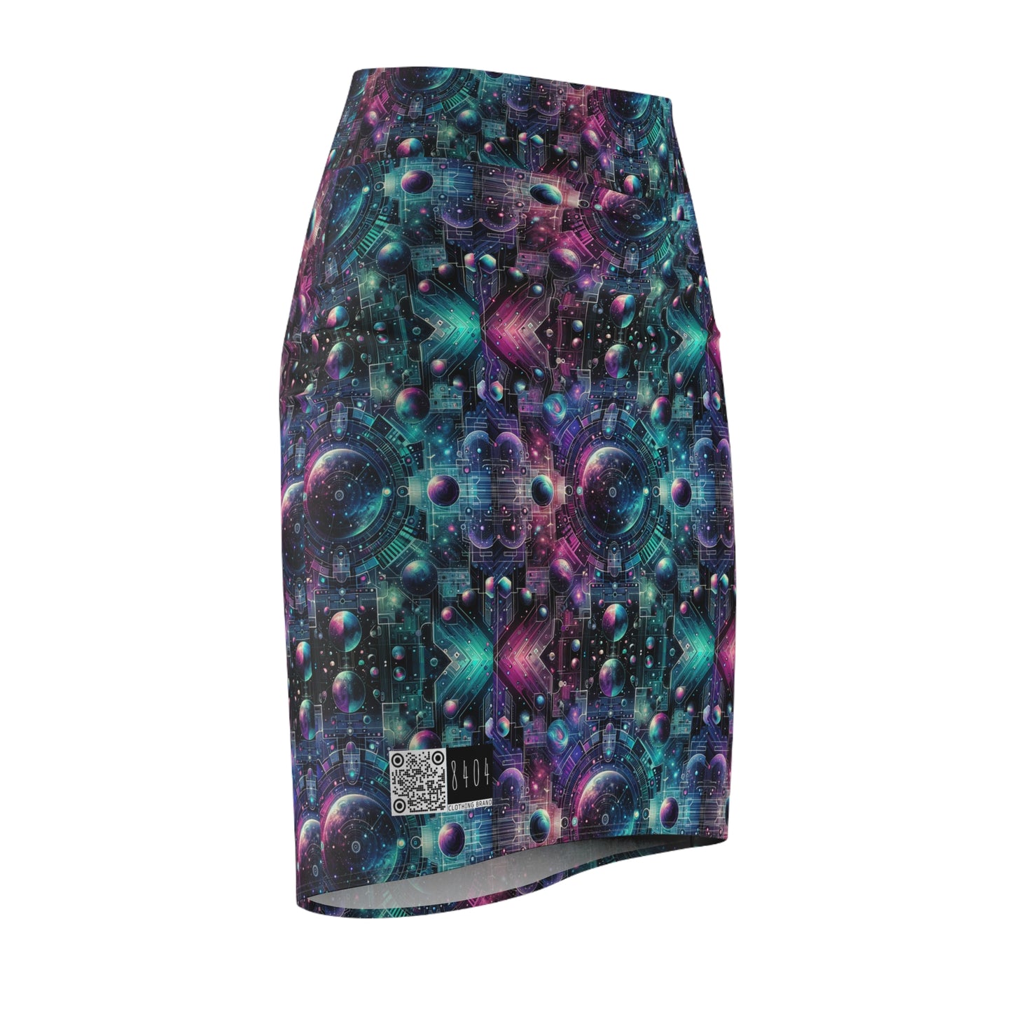 Galactic Hues Tech-Forward Cosmic Fusion Women's Pencil Skirt - 8404 Design-59