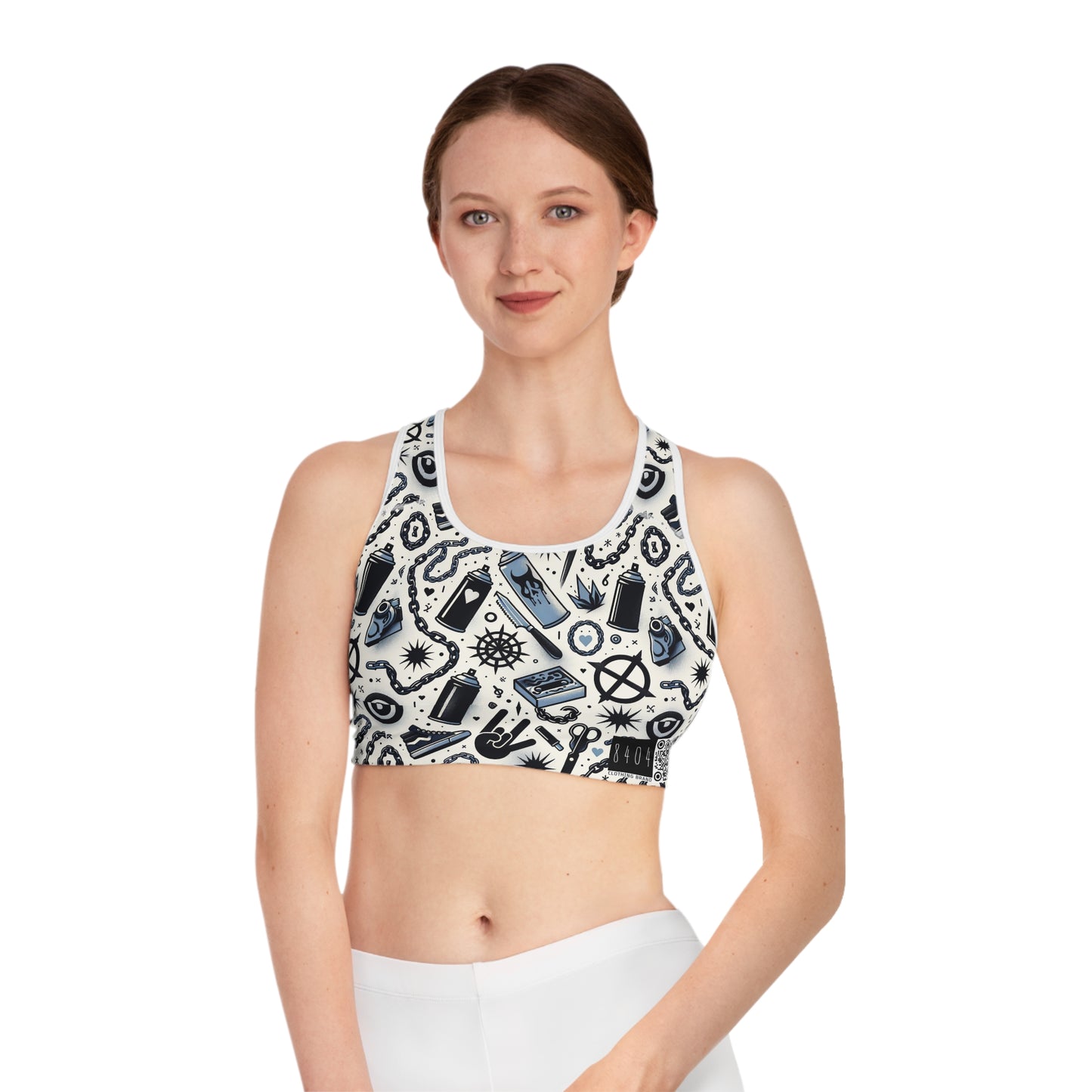 Cultural Rebellion Graphics Edgy and Rebellious With a Hint of Nostalgia Sports Bra - 8404 Design-57