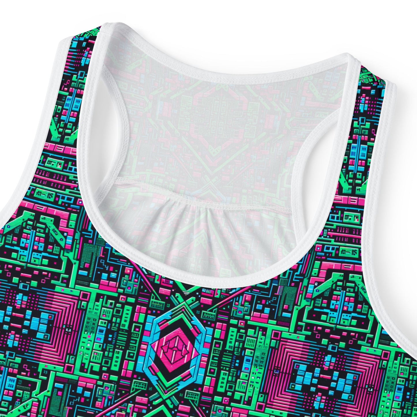 Digital Glitch Vibes Tech-Inspired Streetwear Women's Tank Top - 8404 Design-71