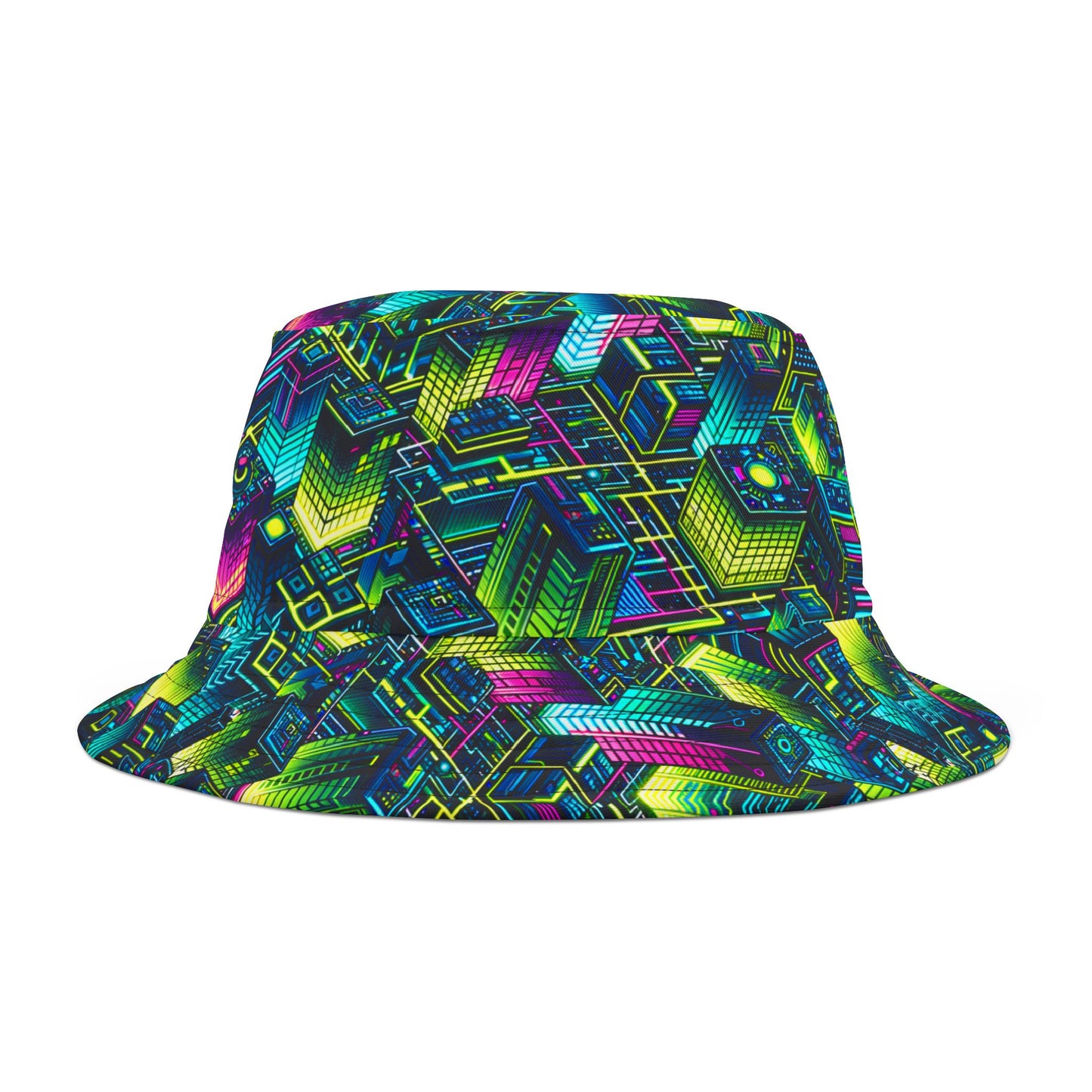 Tech-Infused Neon Tech-Forward Streetwear Bucket Hat - 8404 Design-65