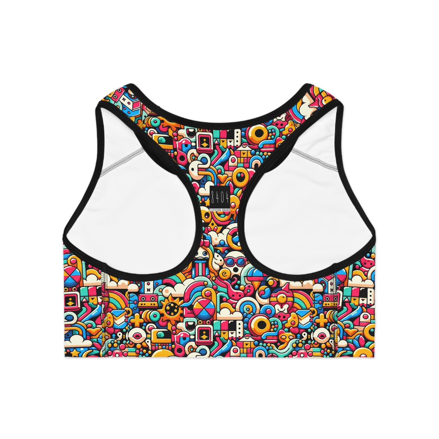 Neon Pop Playful Pop Culture Mashup Sports Bra - 8404 Design-62