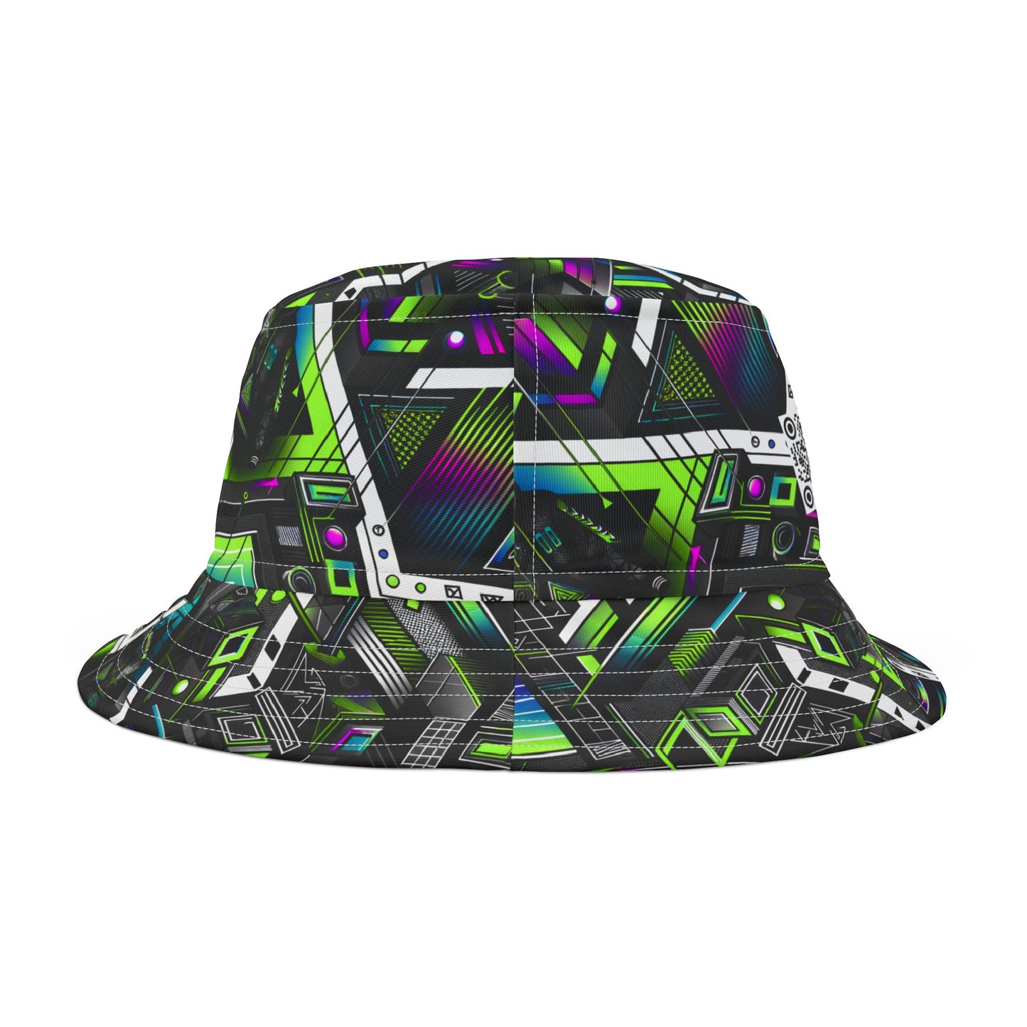 Retro Futurism Graphics Tech-Forward Streetwear Bucket Hat - 8404 Design-52