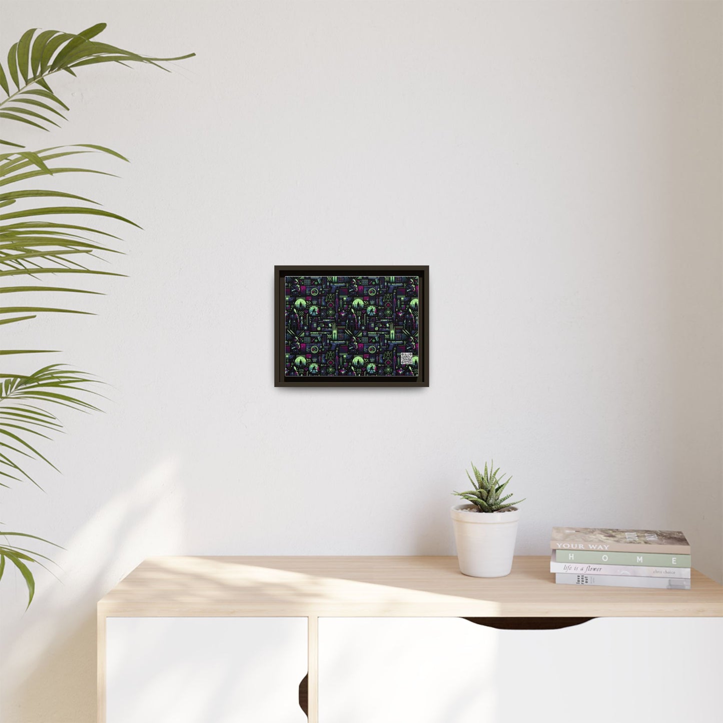 Tech Noir Futuristic Cyberpunk Matte Canvas, Framed (multi-Color) - 8404 Design-63 A