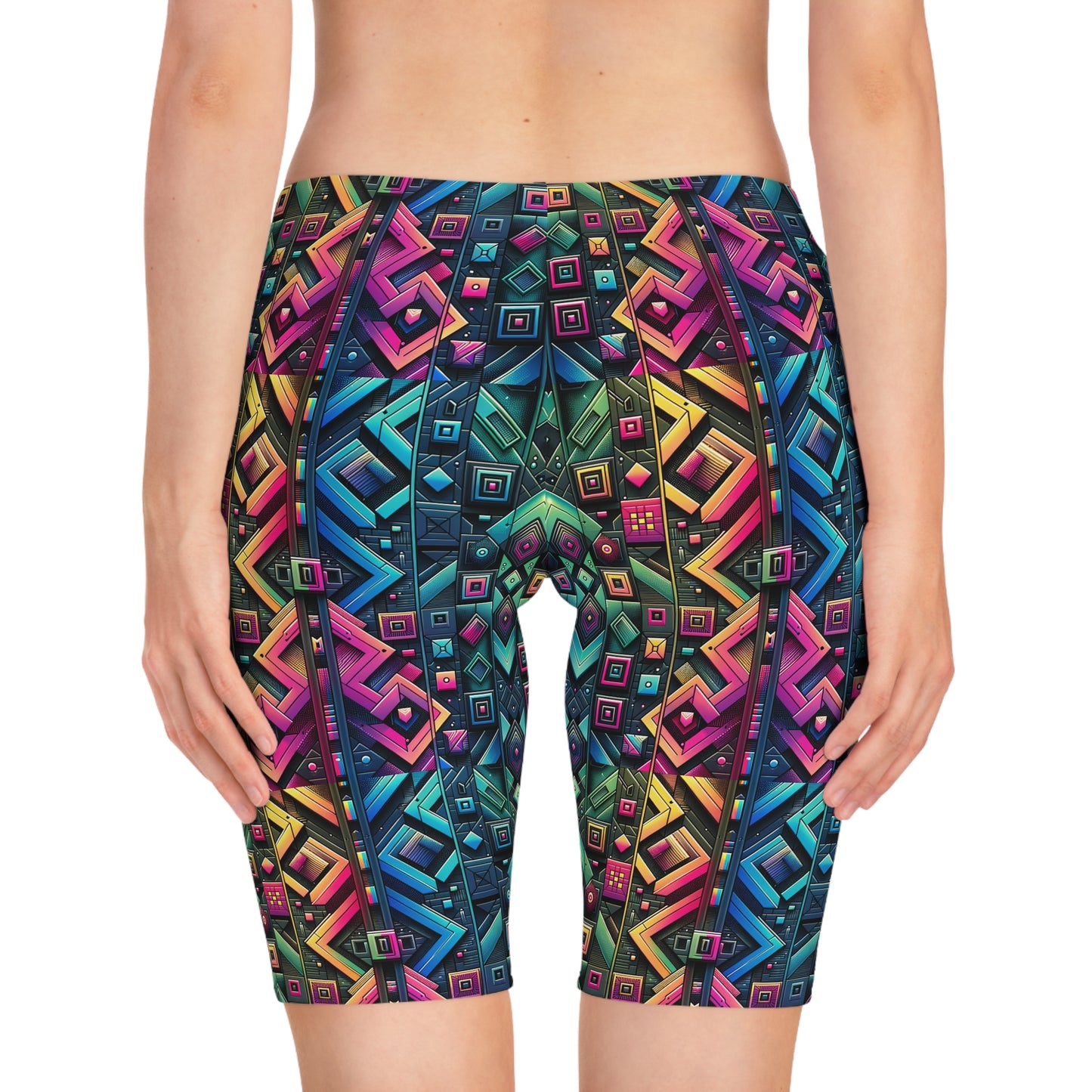 Tech-Inspired Graphics Cyberpunk Cool Women's Bike Shorts - 8404 Design-58