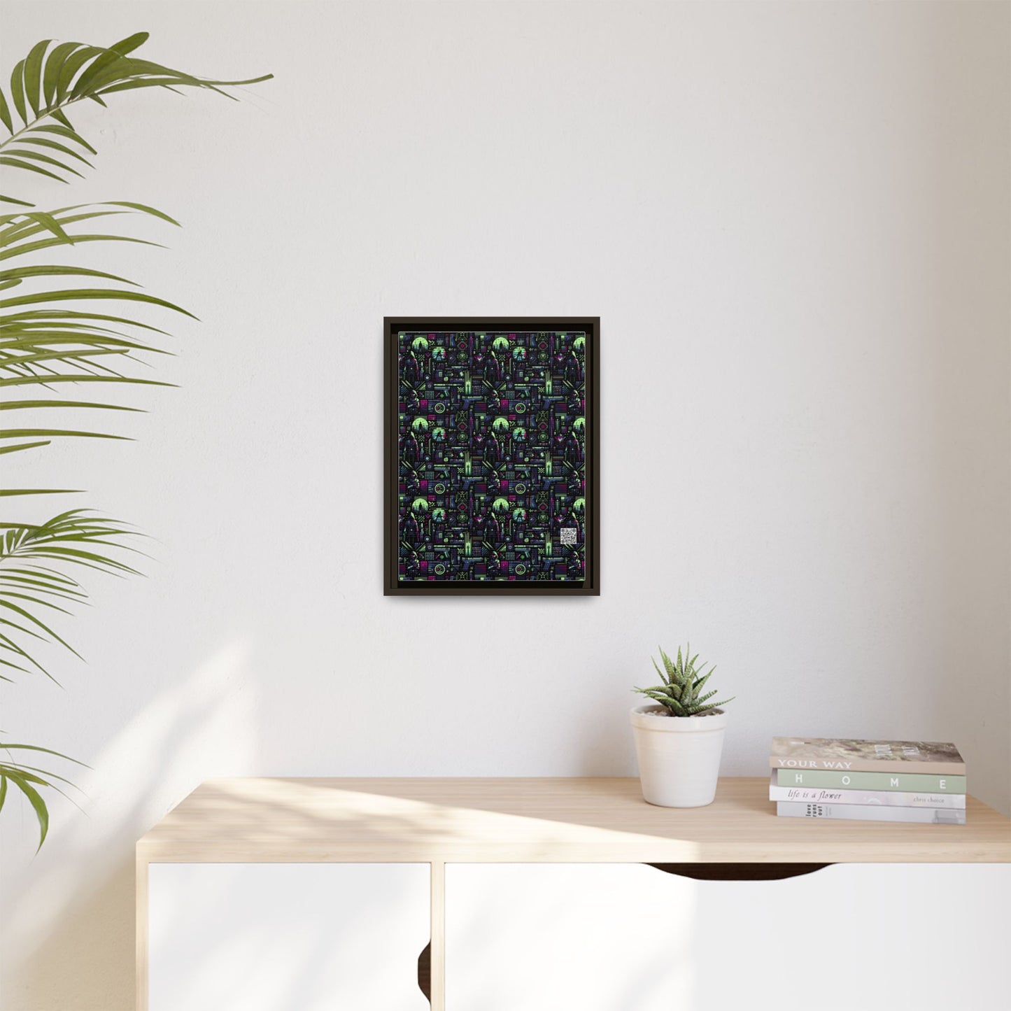 Tech Noir Futuristic Cyberpunk Matte Canvas, Framed (multi-Color) - 8404 Design-63 A