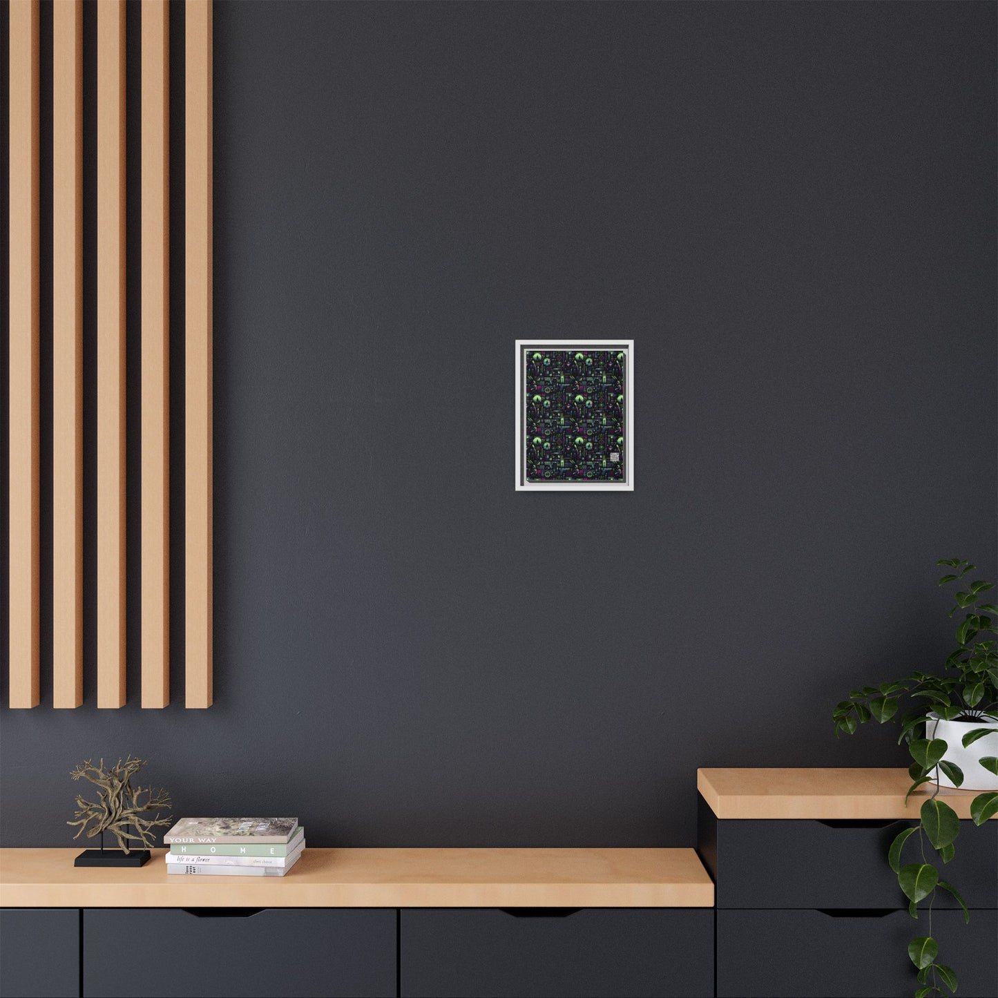 Tech Noir Futuristic Cyberpunk Matte Canvas, Framed (multi-Color) - 8404 Design-63 A