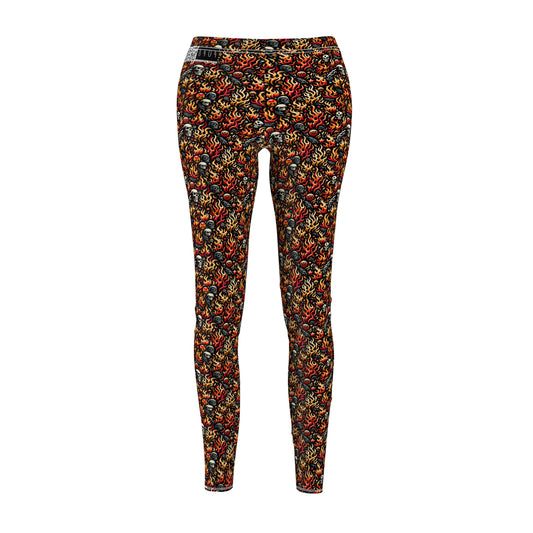 Flame Graphics Maximalist Streetwear Women's Cut & Sew Casual Leggings - 8404 Design-76