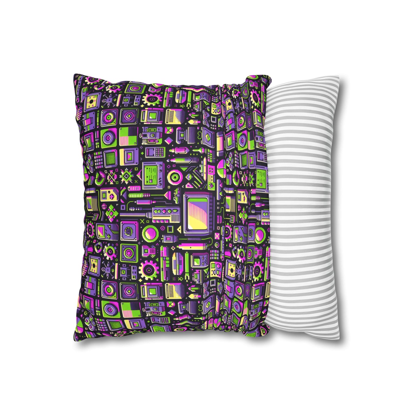 Digital Nostalgia Remix Modern Vintage Fusion Faux Suede Square Pillowcase - 8404 Design-67