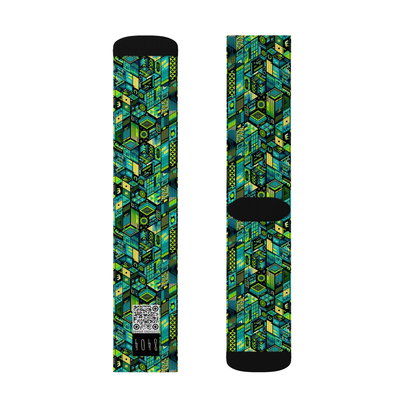 Tech-Infused Neon Tech-Forward Streetwear Sublimation Socks - 8404 Design-61