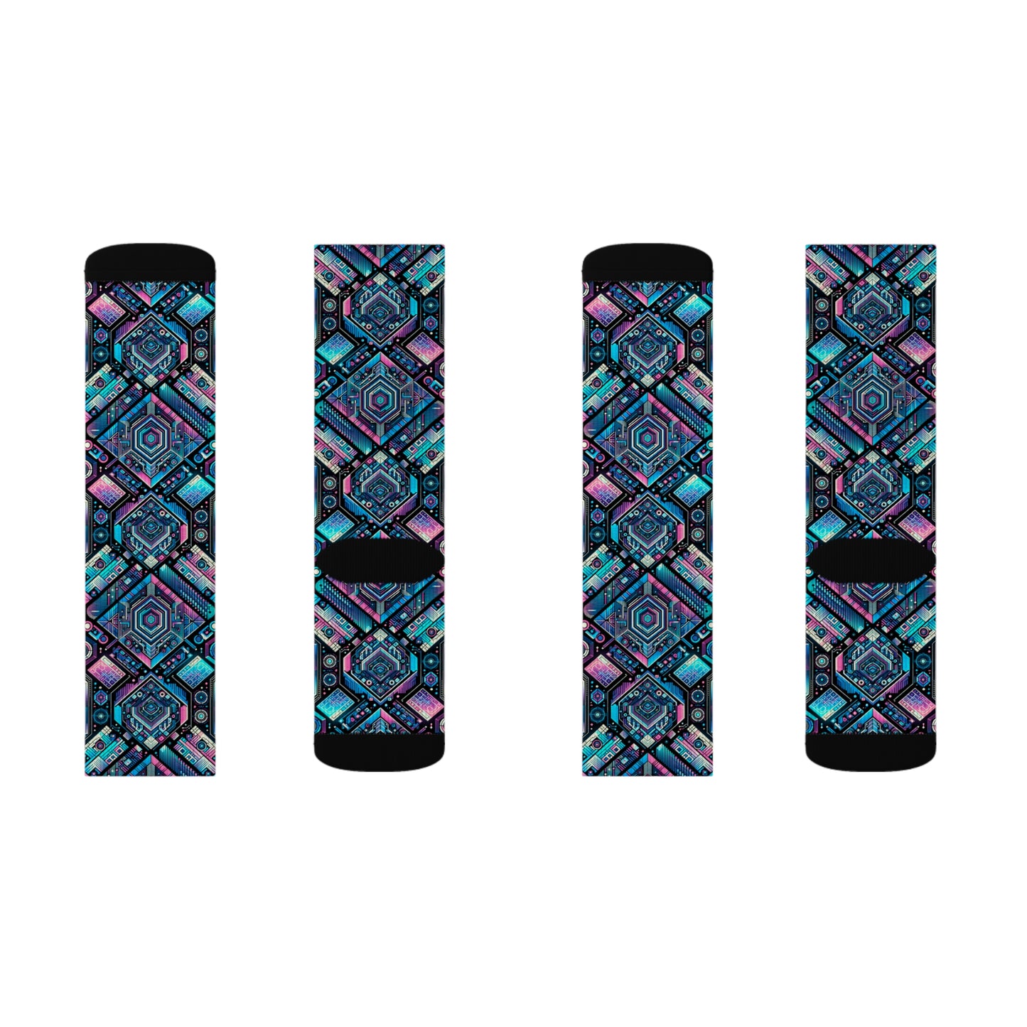 Digital Dreamland Futuristic Tech Aesthetic Sublimation Socks - 8404 Design-46