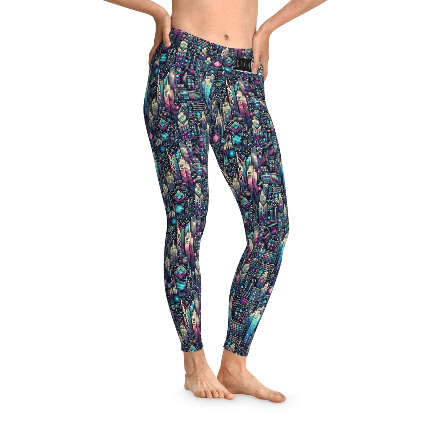 Digital Renaissance Tech-Forward Maximalism Stretch Leggings - 8404 Design-56