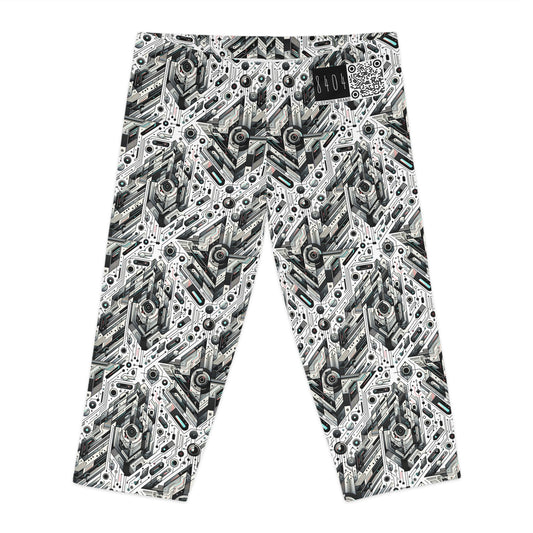 Tech-Infused Streetwear Tech-Forward Minimalism Women's Capri Leggings - 8404 Design-51