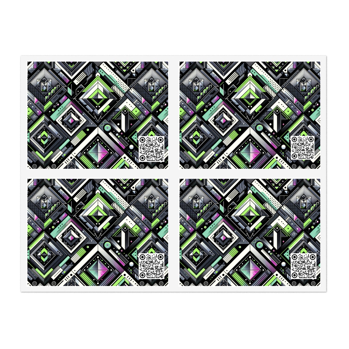 Retro Futurism Graphics Tech-Forward Streetwear Sticker Sheets - 8404 Design-48