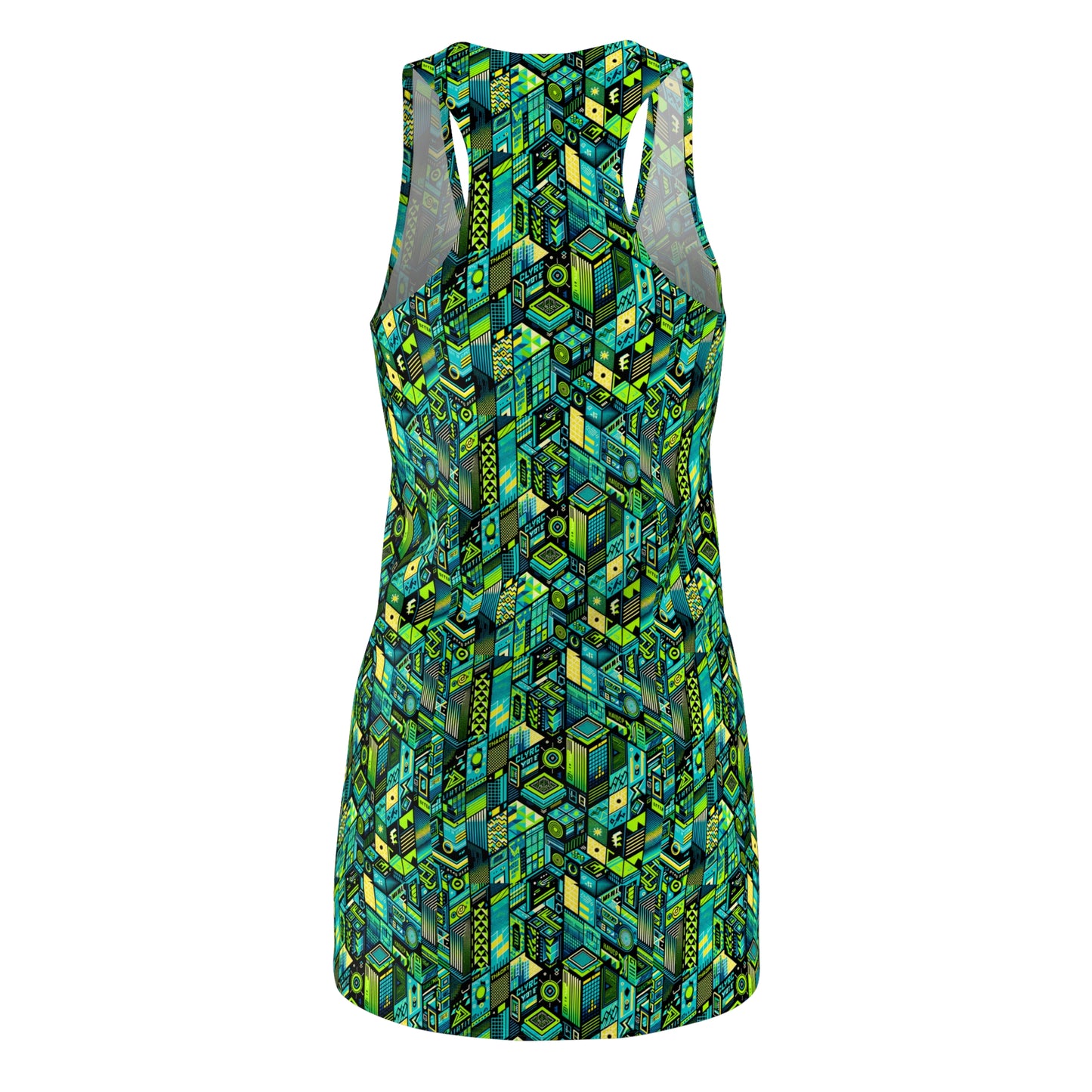 Tech-Infused Neon Tech-Forward Streetwear Women's Cut & Sew Racerback Dress - 8404 Design-61