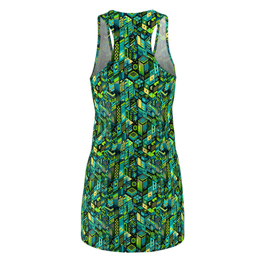 Tech-Infused Neon Tech-Forward Streetwear Women's Cut & Sew Racerback Dress - 8404 Design-61