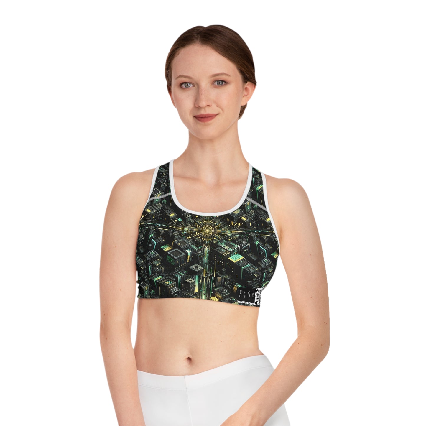 Tech Noir Graphics Tech-Inspired Streetwear Sports Bra - 8404 Design-66
