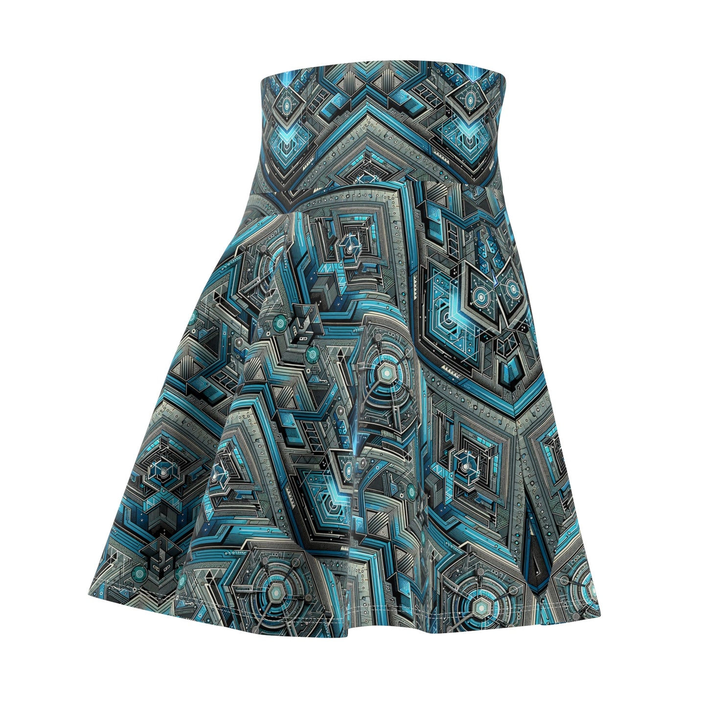 Tech-Infused Futurism Sleek Tech Edge Women's Skater Skirt - 8404 Design-49