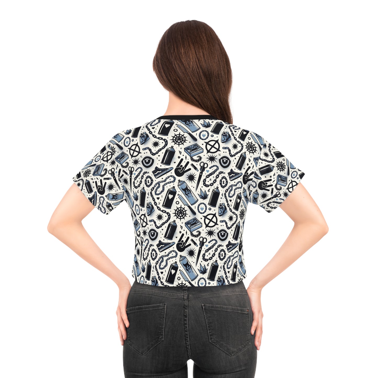 Cultural Rebellion Graphics Edgy and Rebellious With a Hint of Nostalgia Crop Tee - 8404 Design-57
