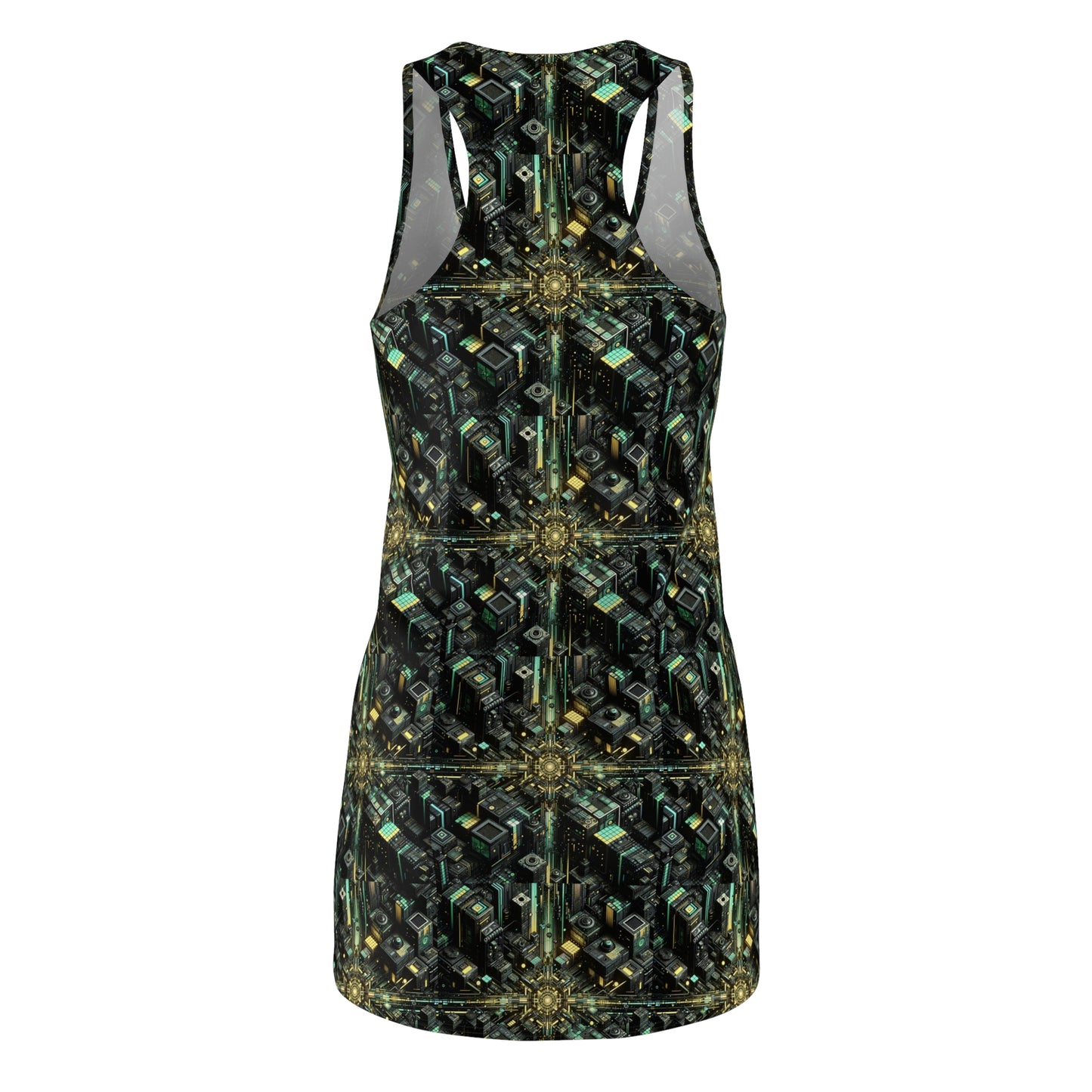 Tech Noir Graphics Tech-Inspired Streetwear Women's Cut & Sew Racerback Dress - 8404 Design-66