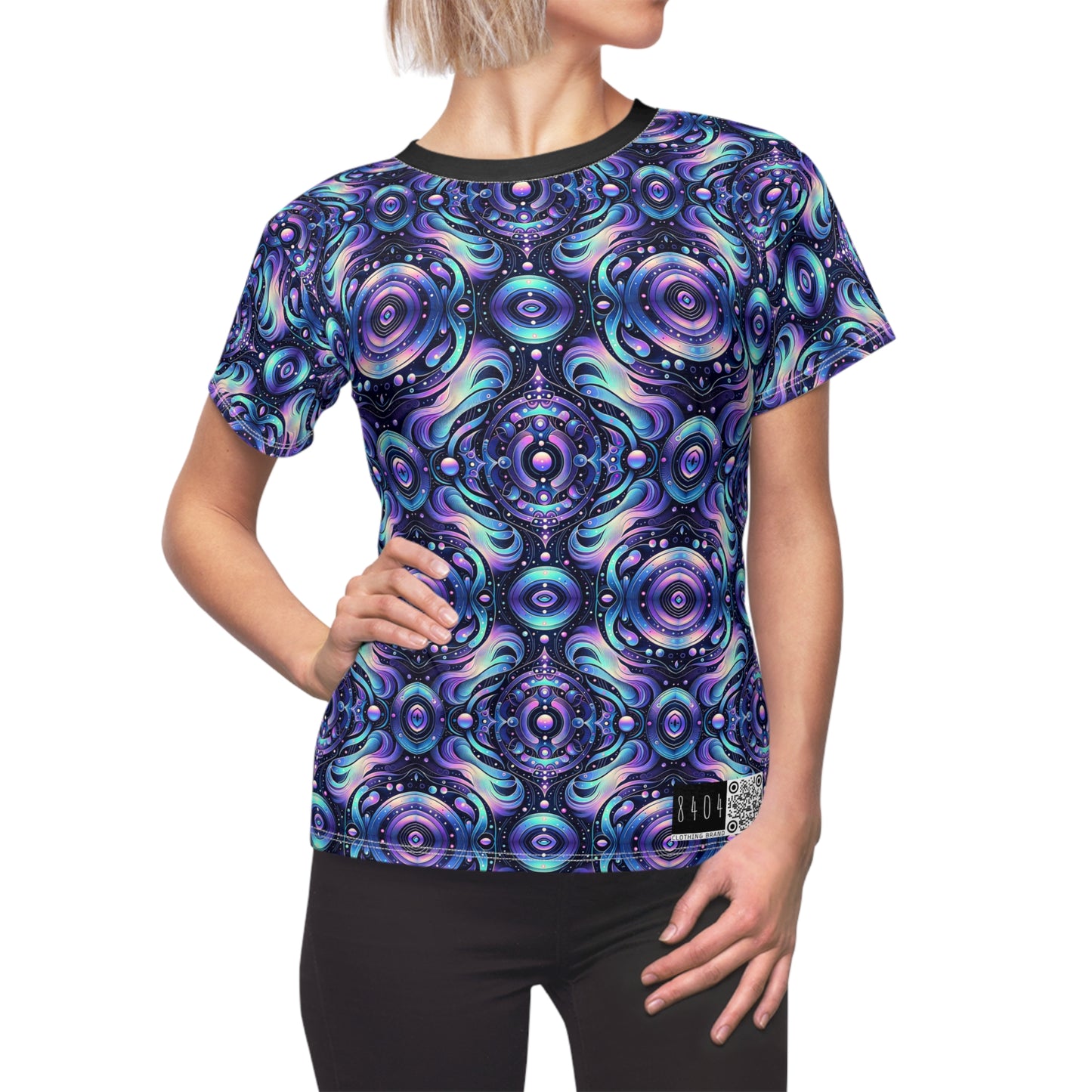 Iridescent Tech Fusion Tech-Forward Streetwear Women's Cut & Sew Tee - 8404 Design-62