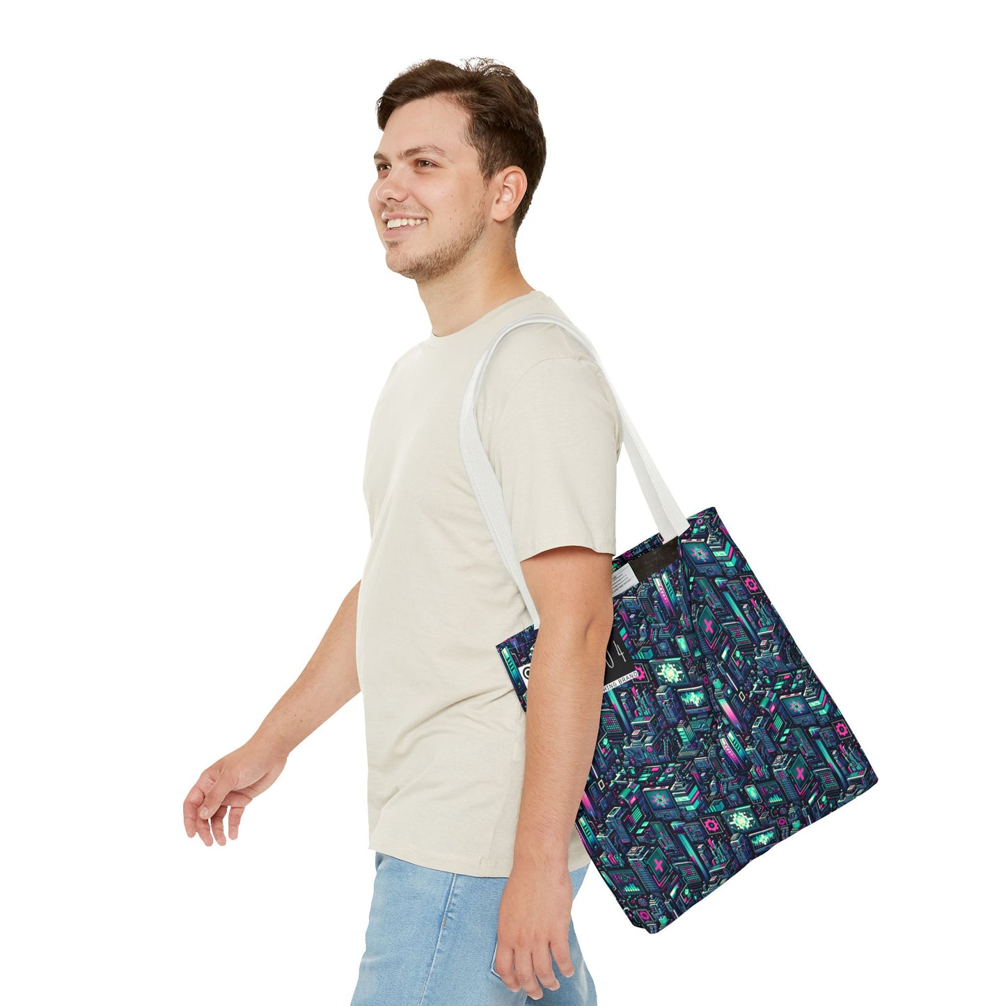Digital Rebellion Tech-Inspired Streetwear Tote Bag - 8404 Design-58