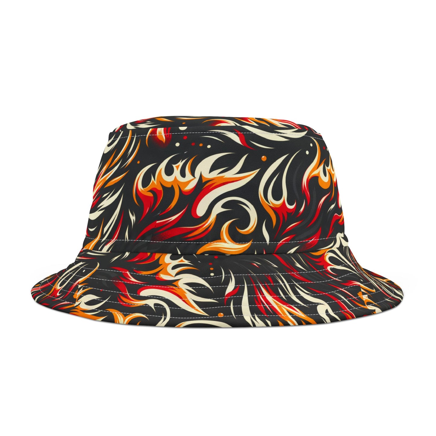 Fire & Flames Bold Streetwear Statement Bucket Hat - 8404 Design-60