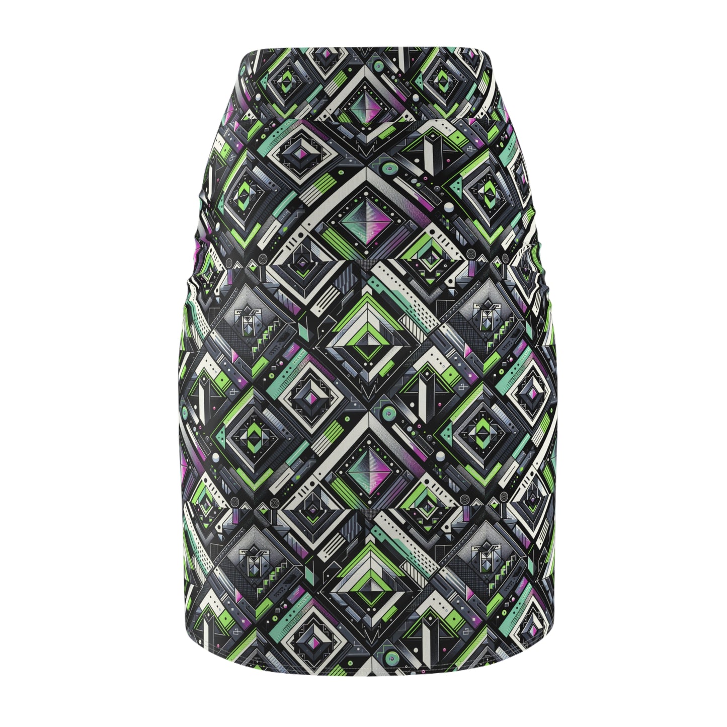 Retro Futurism Graphics Tech-Forward Streetwear Women's Pencil Skirt - 8404 Design-48