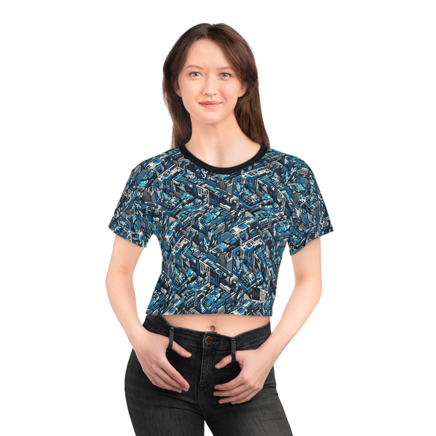 Tech Urban Camo Tech-Forward Streetwear With a Futuristic Military Edge Crop Tee - 8404 Design-51
