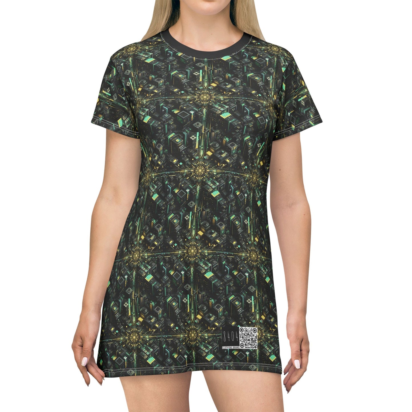 Tech Noir Graphics Tech-Inspired Streetwear T-Shirt Dress - 8404 Design-66