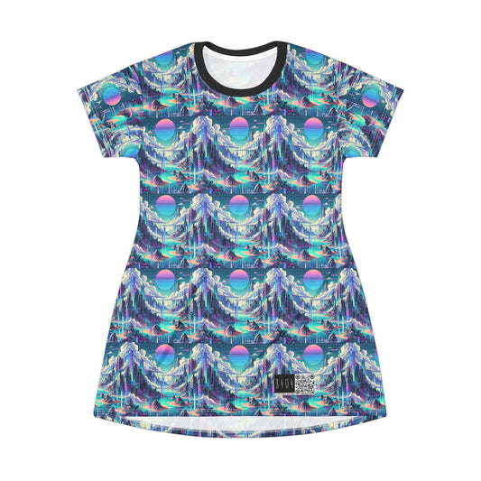 Digital Dreamscapes Digitally-Inspired Streetwear With a Dreamy, Surreal Twist T-Shirt Dress - 8404 Design-53