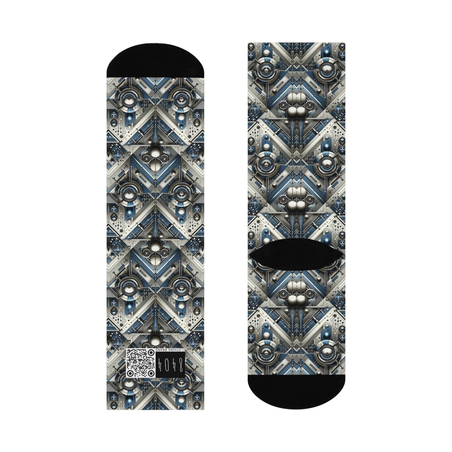 Tech Utility Fusion Tech-Forward Utility With a Futuristic Edge Cushioned Crew Socks - 8404 Design-63