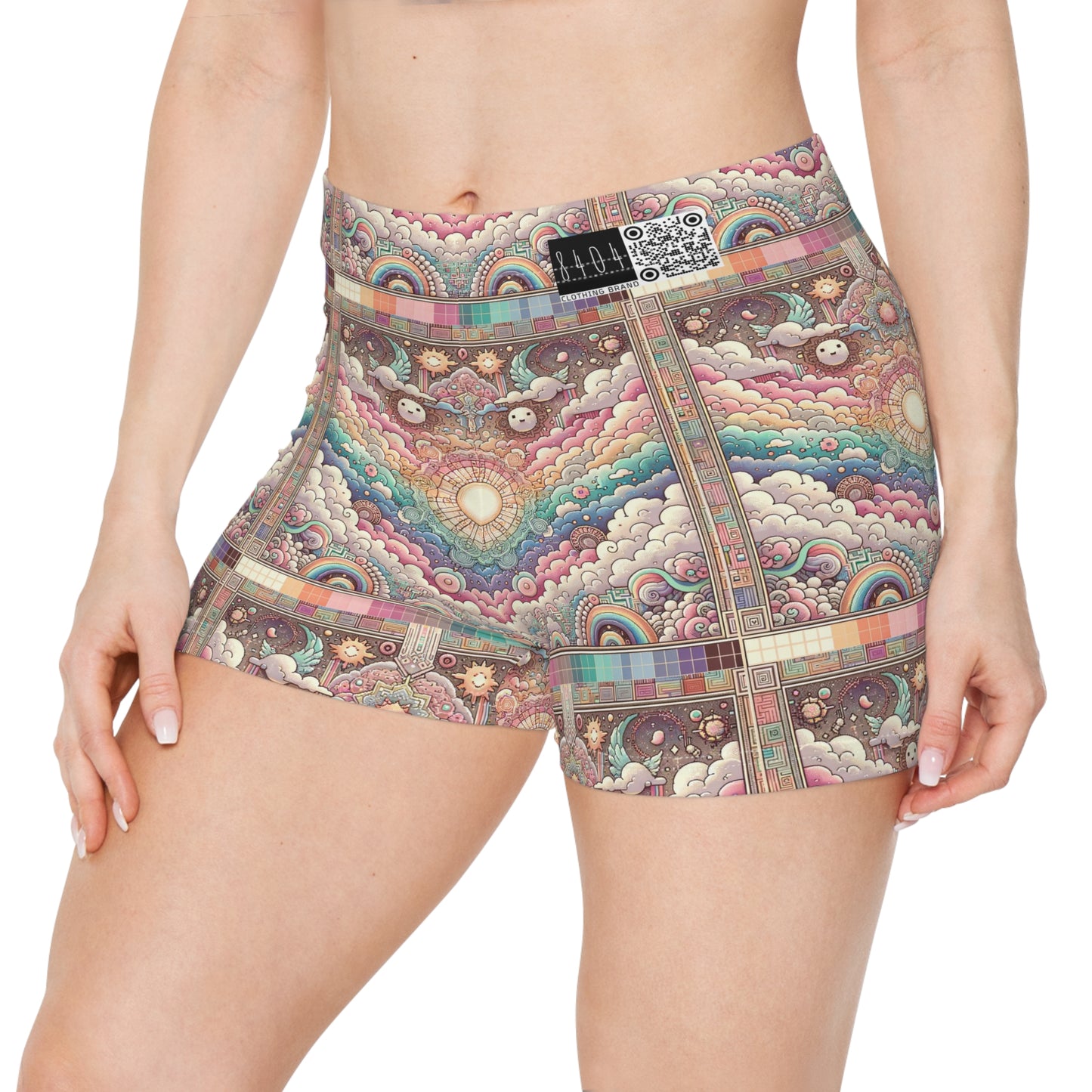 Digital Dreamland Whimsical and Nostalgic Streetwear With a Digital Twist Women's Shorts - 8404 Design-56