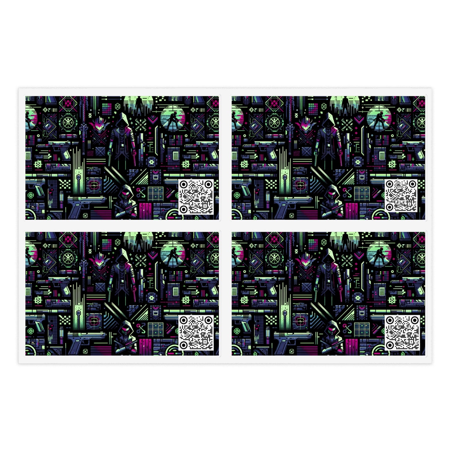 Tech Noir Futuristic Cyberpunk Sticker Sheets - 8404 Design-63