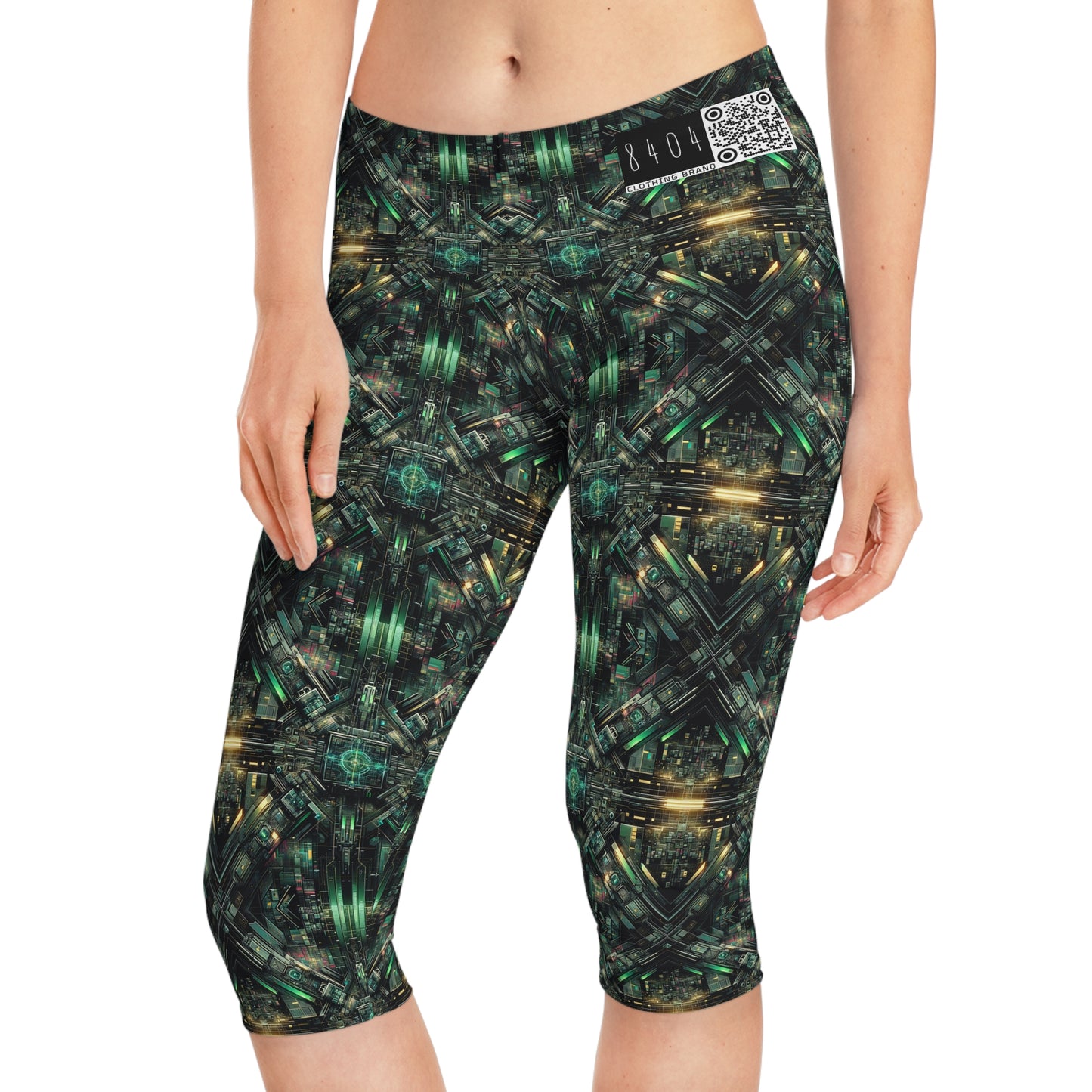 Tech Noir Graphics Tech-Inspired Streetwear Women's Capri Leggings - 8404 Design-56