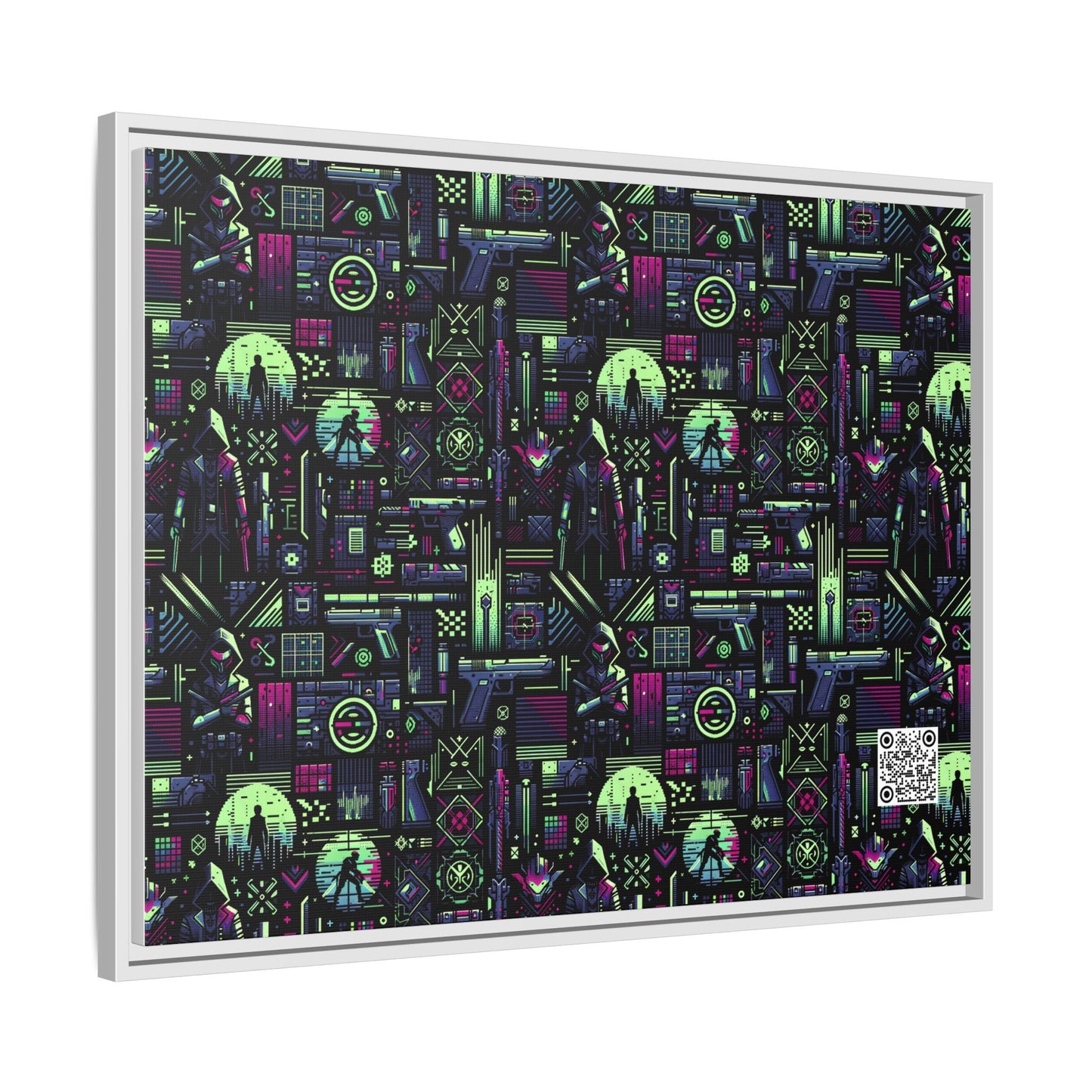 Tech Noir Futuristic Cyberpunk Matte Canvas, Framed (multi-Color) - 8404 Design-63 A