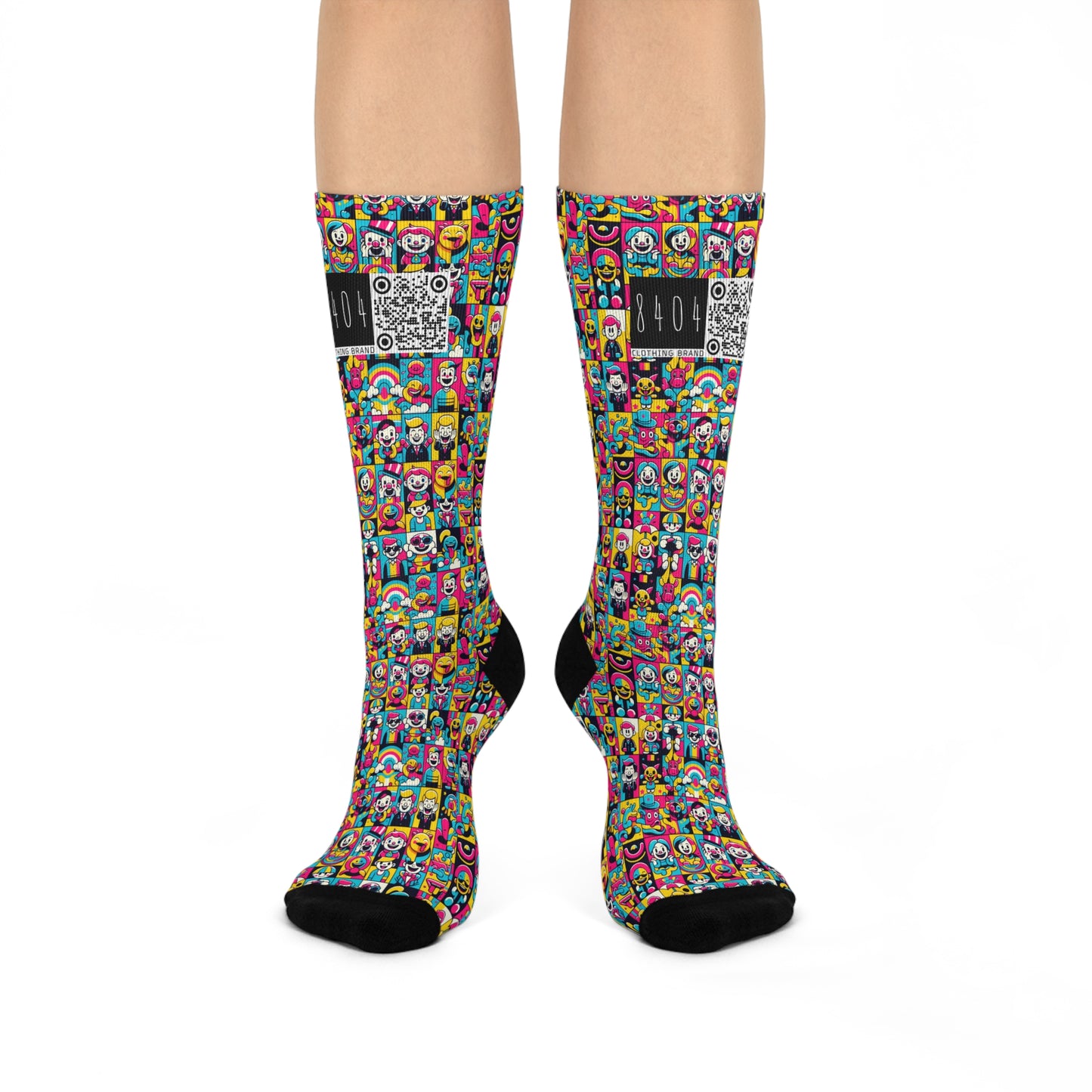 Neon Pop Playful Pop Culture Mashup Cushioned Crew Socks - 8404 Design-60