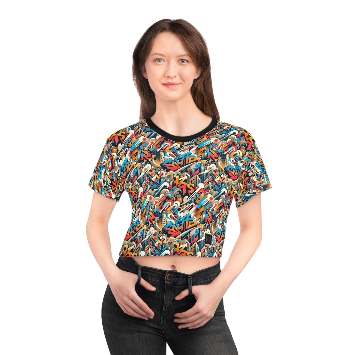 Neo-Traditional Street Art Modern Street Art Fusion Crop Tee - 8404 Design-44