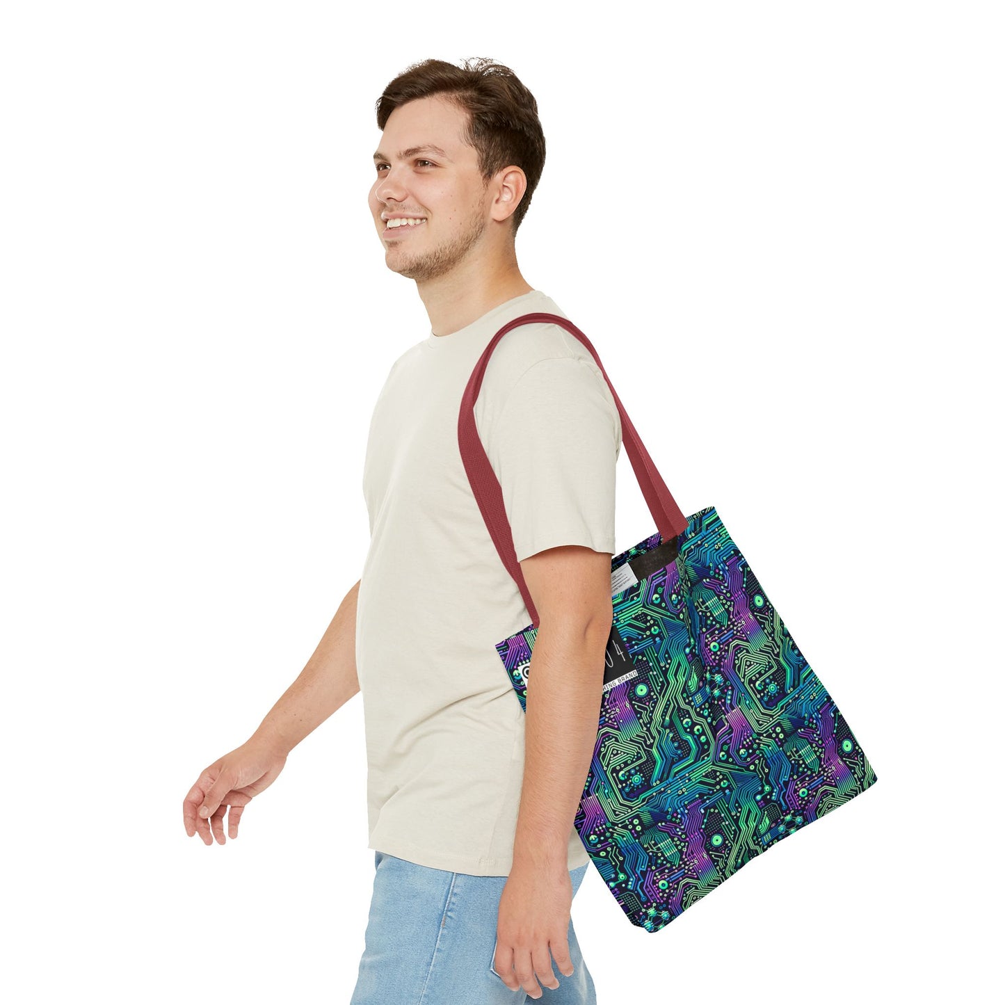 Tech-Infused Neon Tech-Forward Streetwear Tote Bag - 8404 Design-66