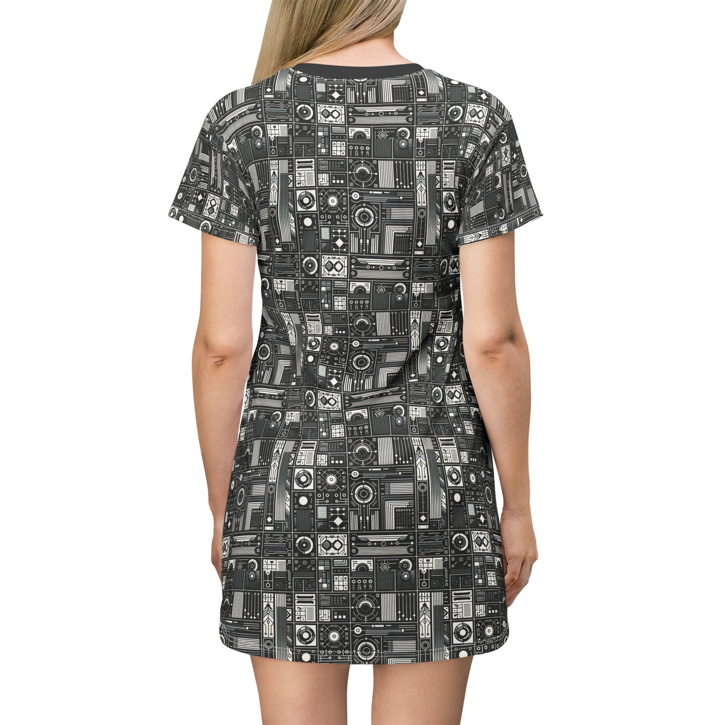 Digital Minimalism Minimalist Tech T-Shirt Dress - 8404 Design-62