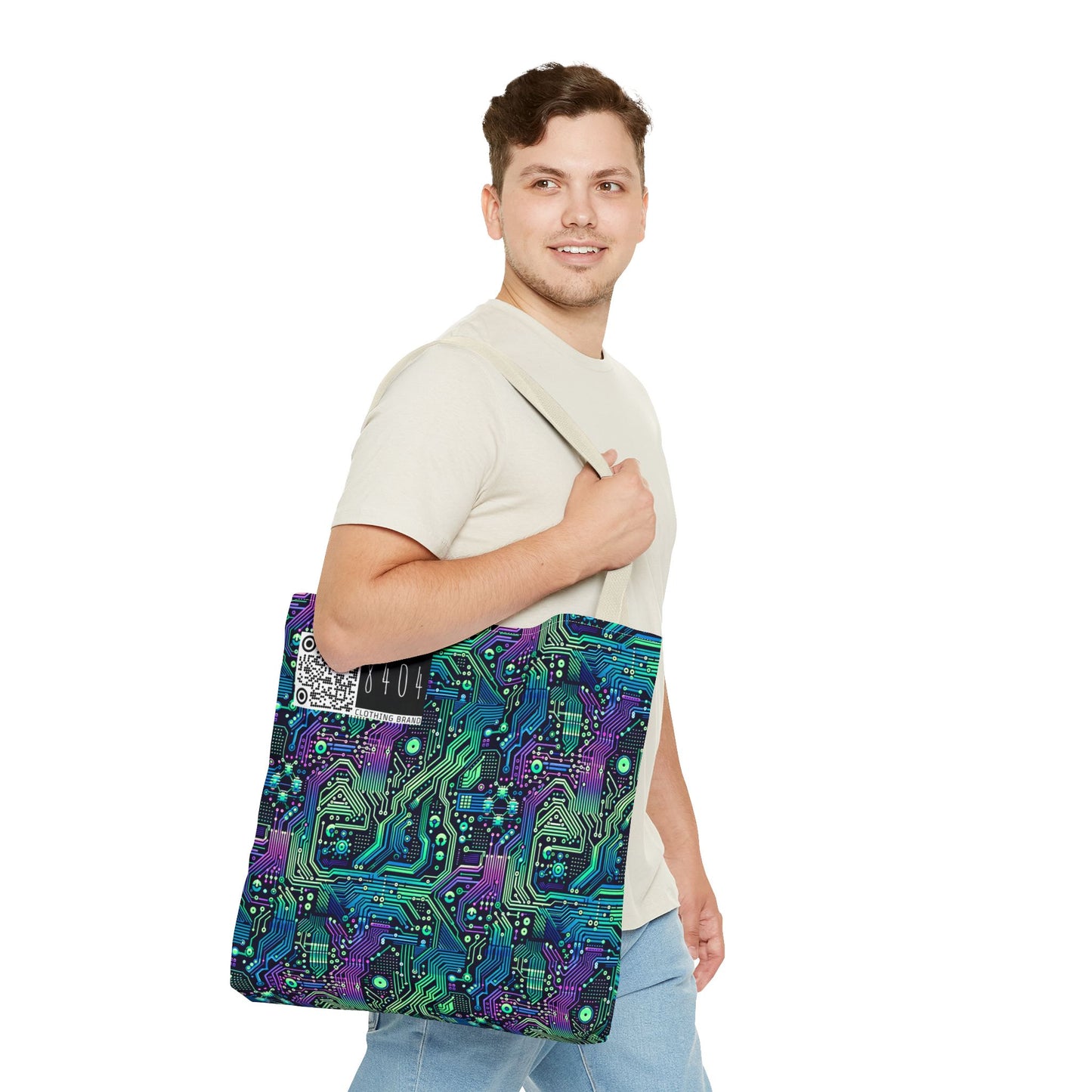 Tech-Infused Neon Tech-Forward Streetwear Tote Bag - 8404 Design-66