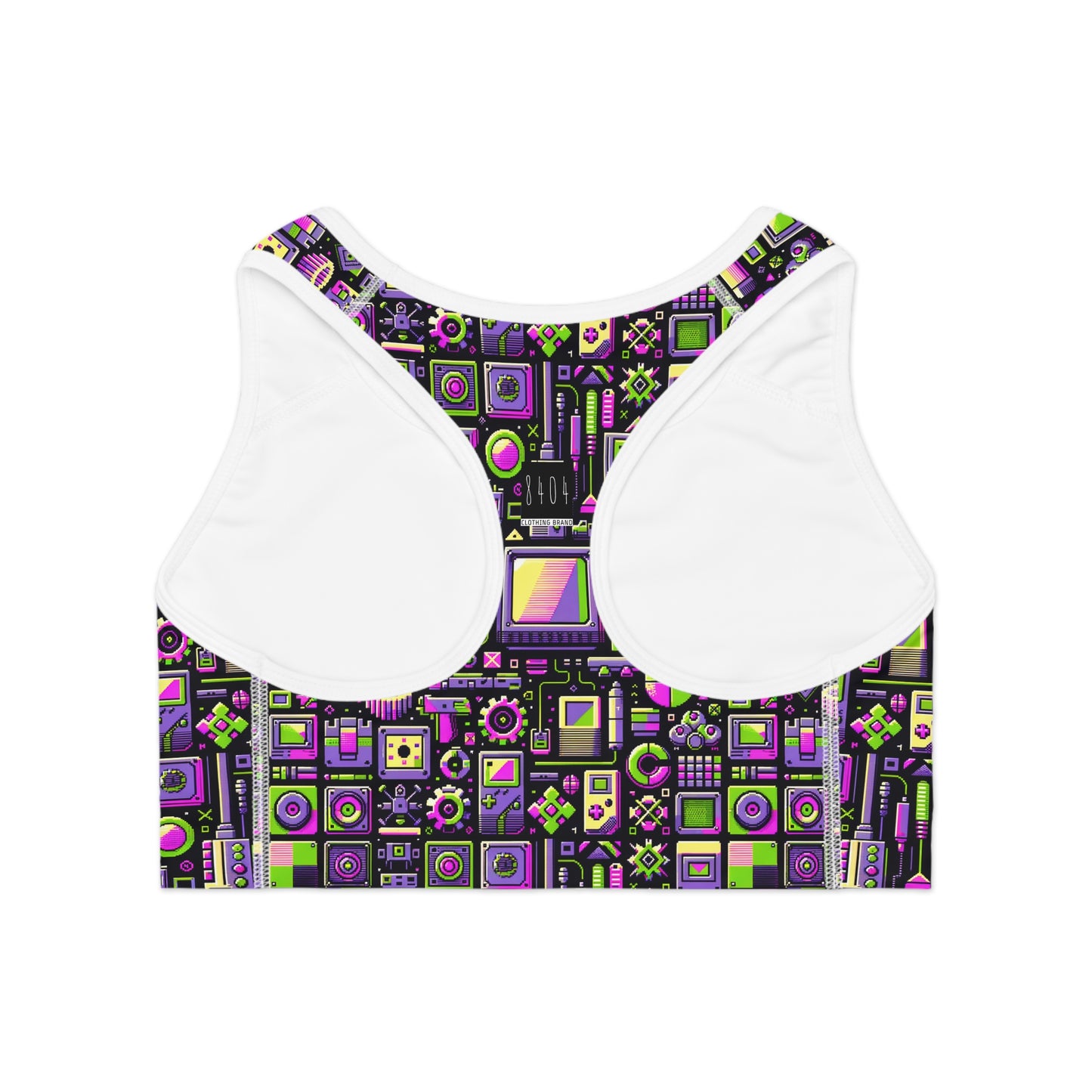 Digital Nostalgia Remix Modern Vintage Fusion Sports Bra - 8404 Design-67