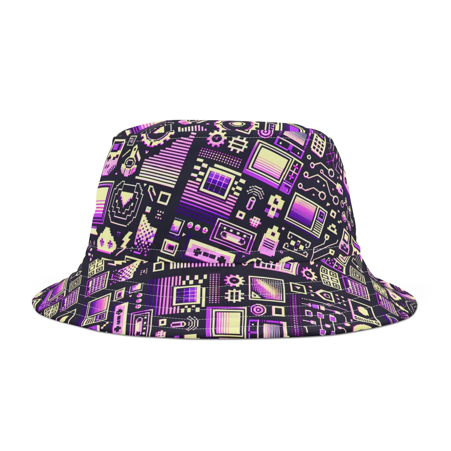 Digital Nostalgia Remix Modern Vintage Fusion Bucket Hat - 8404 Design-54